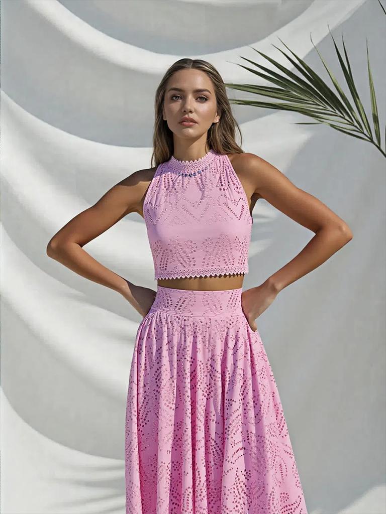 Women's Casual Fashion Sleeveless Pocket Long Dress One-Piece Set Outfit
