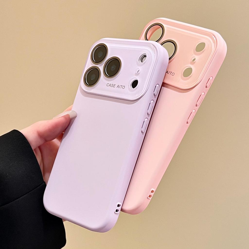 iPhone 17 Pro Max Hülle mit großem Sichtfenster aus flüssigem Silikon - Einfarbig, Stoßfest, Hautähnlicher Schutz für Damen.
