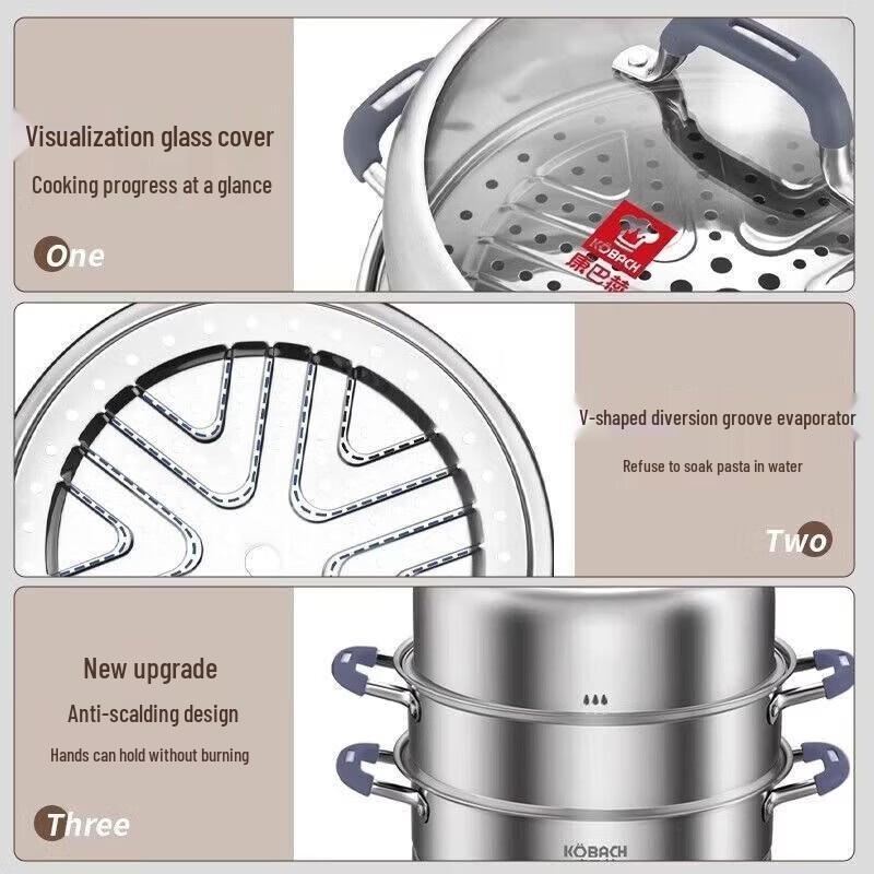 KOBACH 3-Layer 304 Stainless Steel Steamer Pot