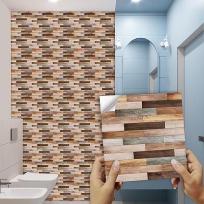 10pcs Wood Grain Tiles Floor Sticker Kitchen Cupboard Wardrobe Bathroom Home Renovation Peel & Stick Frosted Surface Wallpaper