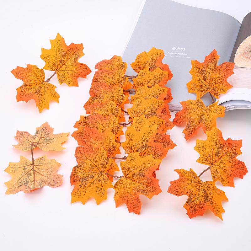 10Pcs Artificial Maple Leaves Fake Fall Leaf Artificial Plants For Autumn Decoration Wedding Home Wreath Christmas Decoration