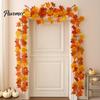 Thanksgiving Home Decor Artificial Fall Maple Leaf Garland, Autumn Foliage Hanging Vine, Flexible Decorative Vines Reusable Harvest for Fireplace