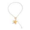 Ingemark Exquisite Luxury Imitation Pearl Choker Necklace Women Trendy Gold Color Flower Tassel Necklace Aesthetics Jewelry Gift