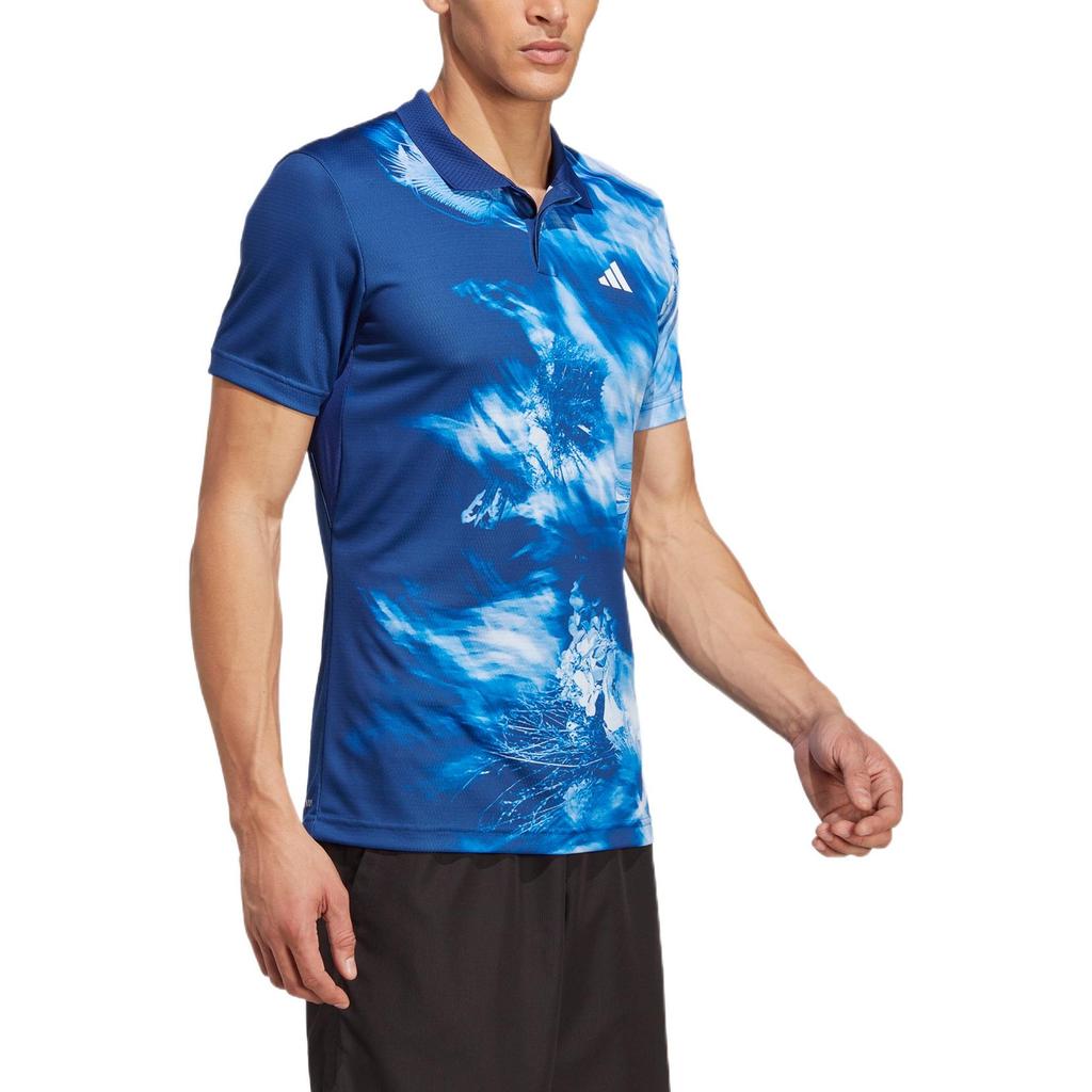 adidas Logo-Druck Pullover Poloshirt Herren Oberteile Victory-Blue IB4610
