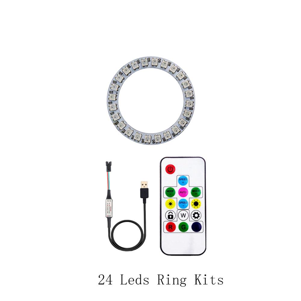 WS2812B DC5V Led Pixel Ring Individul AddressabIe Ring 5050 RGB WS2812 IC BuiIt-in Led ModuIe And 14Keys Lock USB Controller