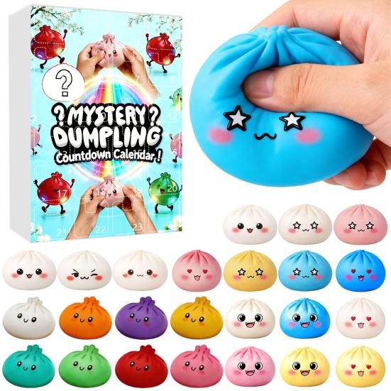 Giocattolo Spremi Gnocchi Calendario dell'Avvento Cartone Animato Panino al Vapore Sollievo dallo Stress Fidget Toy Scatola Conto alla Rovescia 24 Giorni Bomboniere per Feste