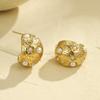 GEMCHIC Women's C-Shape Geometric Stud Earrings with Imitation Pearls Stainless Steel Fashion Luxury Hoop Jewelry