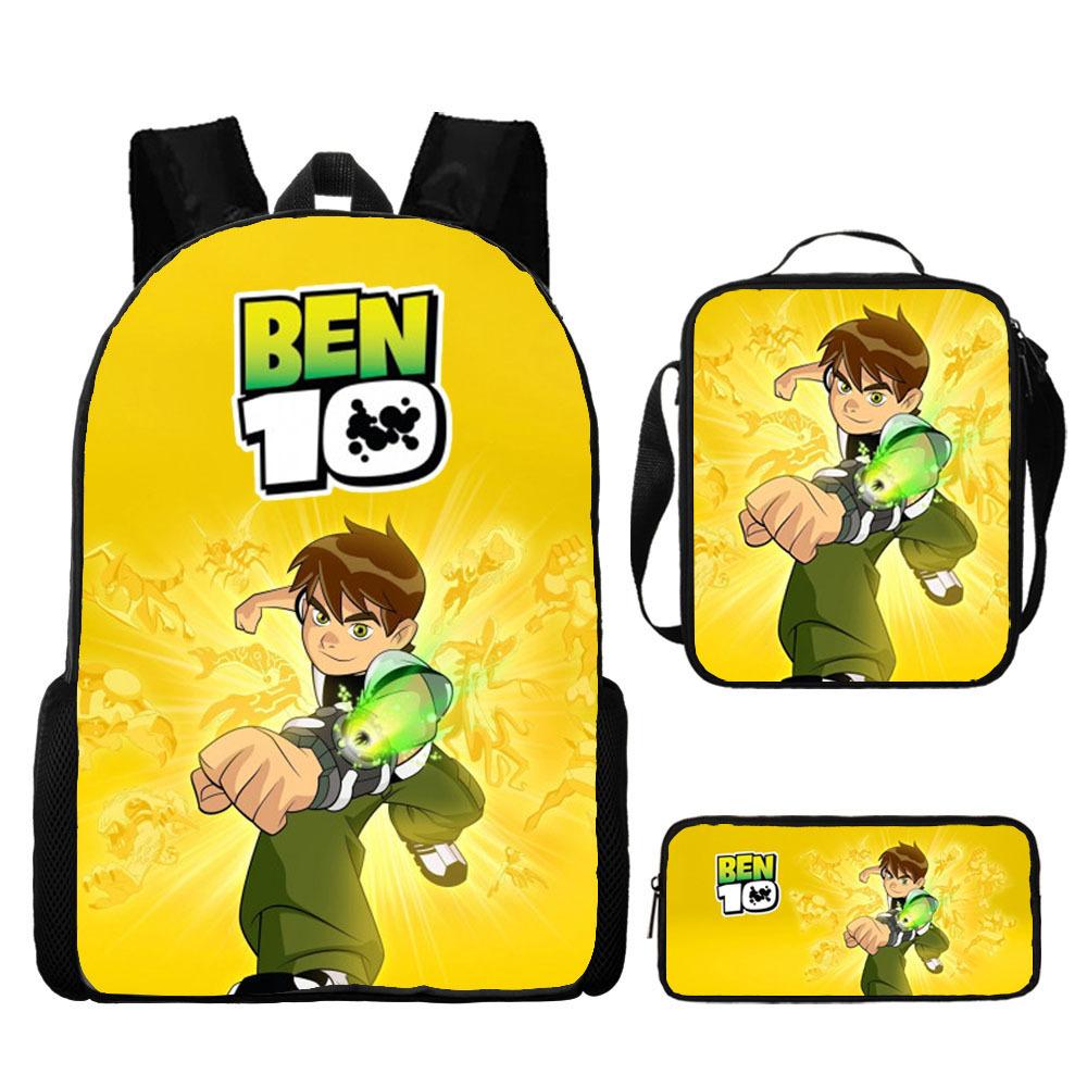 Less Hacker Backpack Ben 10 Student School Bag Anime Cartoon Backpack Lunch Bag Satchel Pencil Case