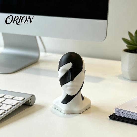 3D Printed Decorative Items Dualism Unity Sculpture, Abstract Two-Part Head Art Statue, Luxury Tabletop Decorations Modern Style Matte PLA Ornament,