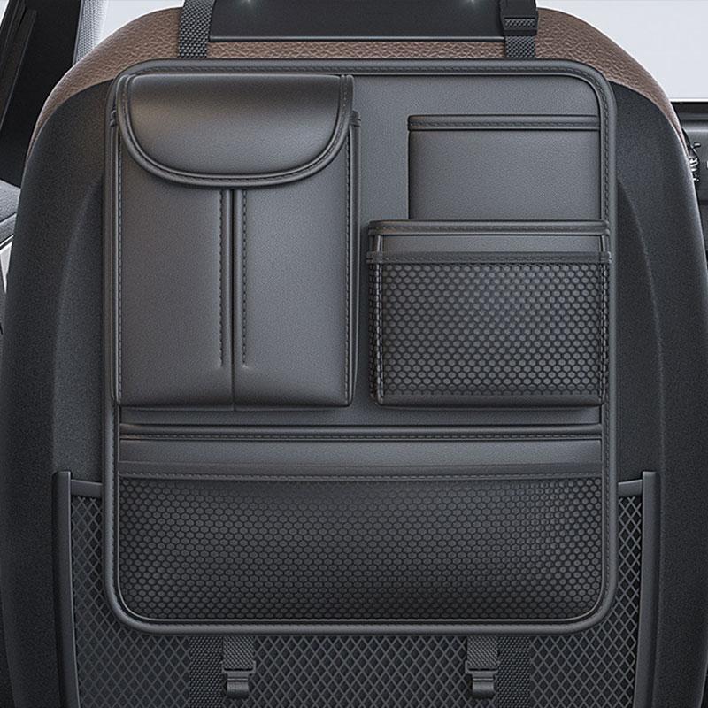 Quality Leather Car Organizer Seatback Storage Bag Cup Holder/Double Side Multi-pocket Auto Middle Seat Hanging Bag Tissue