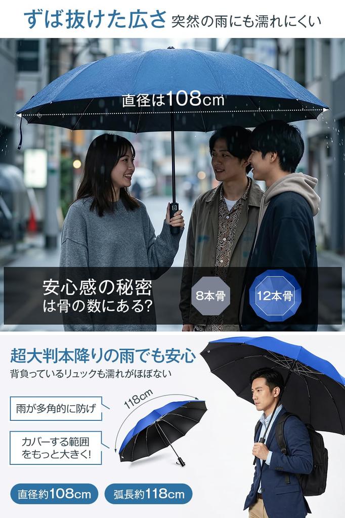 Large Size 12 Folding Automatic Opening and Reverse Teflon Folding Heat UV Rain and Sun Rain and Typhoon Heavy Rain and Day Gift Extra - Ribs