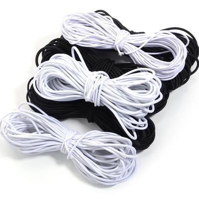 2M Strong Elastic Cord Black/White High Elastic Round Elastic Band Rubber Band Elastic Cord For DIY Sewing Accessories Dia 4mm
