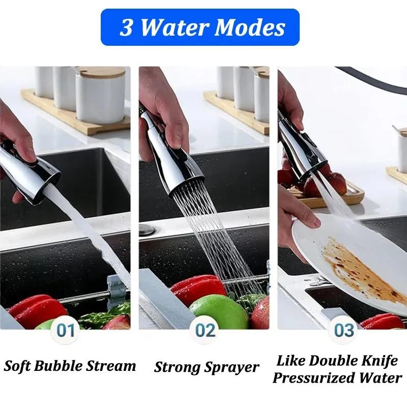 3 In1 Universal 360° Rotation Kitchen Faucet Extender ABS Durable Water Saving Shower Spray Head Bathroom Basin Tap Replacement