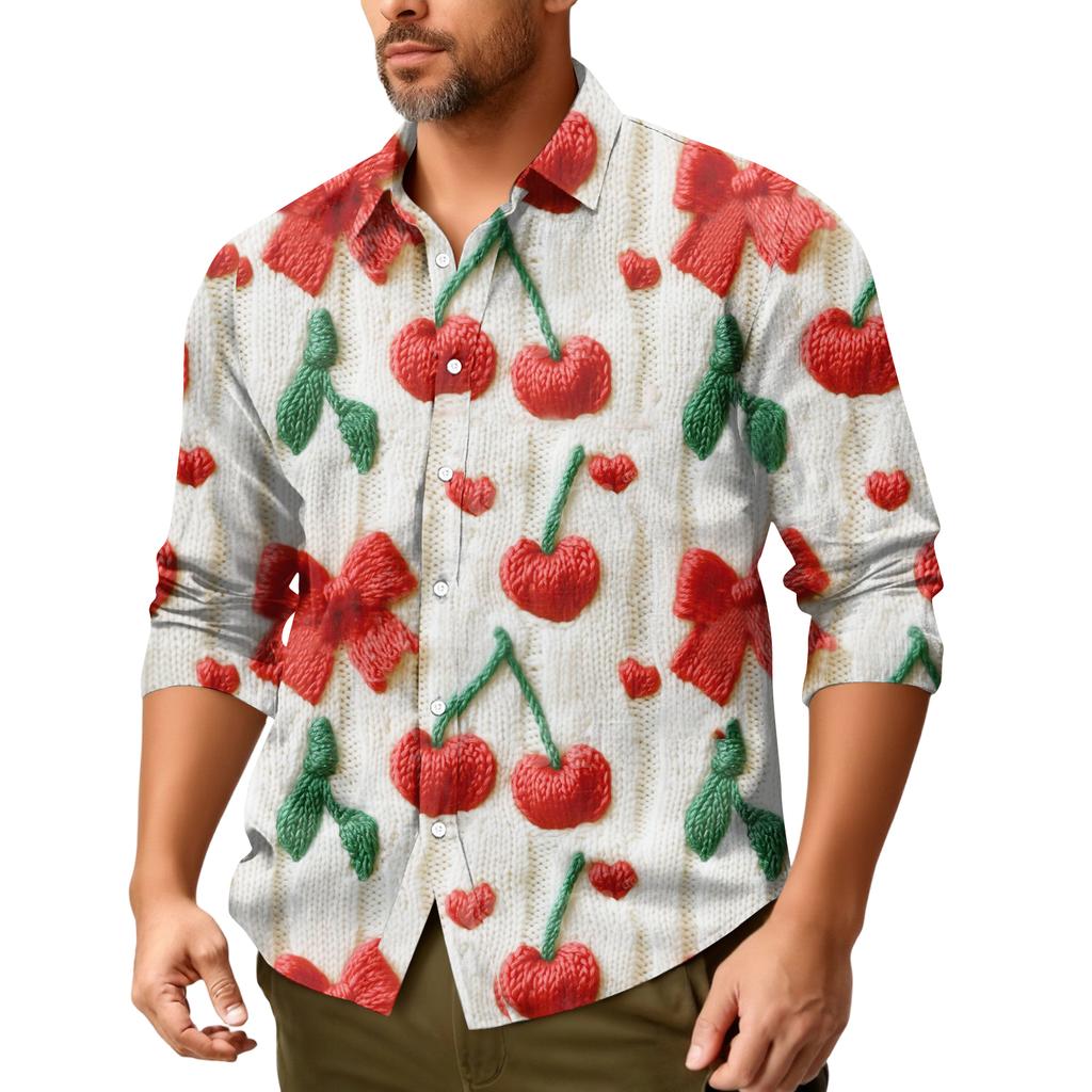 Męska koszula z długim rękawem, luźna, swobodna, z modnymi klapami