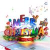 Light Up Musical Christmas Card Pop Up Musical Christmas Greeting Cards with 3D Effects for Holiday Decoration
