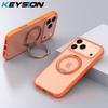 KEYSION 360° Rotating Magnetic Ring Stand Case for MagSafe for iPhone 17 Pro Max 17 Air Matte Transparent Shockproof Phone Cover