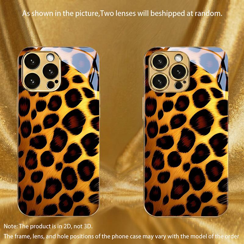 Buntes Leopardenmuster Luxuriöse High-End Handyhülle Galvanisierte Glas-Handyhülle für iPhone 17161514131211pm Pro Plus