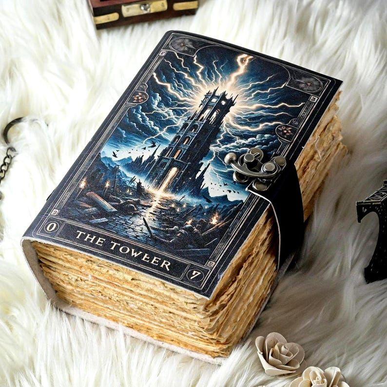 Journal  Gothic Grimoire Notebook  Handmade Occult Diary  Witchy Tarot Card Sketchbook  Dark Fantasy Spell book Gift.