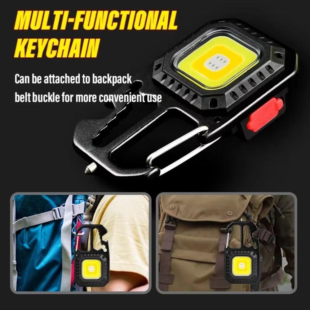 USB Rechargeable COB Keychain Work Light Magnetic Camping Emergency Light  Outdoor