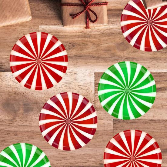 6Pcs/Set Christmas Candy Stickers Round Candy Floor Decals Adhesive Festive Candy Stickers for Walls Windows Doors Holiday Decoration