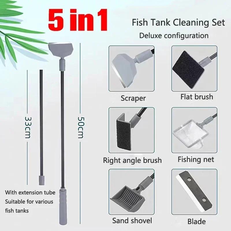 

Aquarium Cleaner Fish Tank Net Scraper Accessories Multifunctional Aquarium Fish Tanks Cleaning Tools Kit Algae Tank Cleaner Set