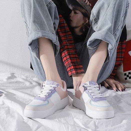 Little white shoes women's 2025 autumn new board shoes college style color matching fashion muffin soft sole light casual sports shoes