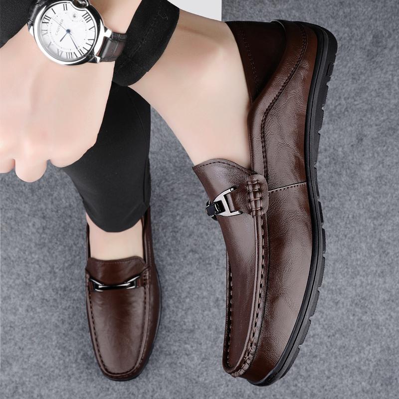 Brand Business Shoes Classic All-match Leather Shoes Men's Low Heel Loafers Shoes Comfortable and Breathable Wedding Footwear