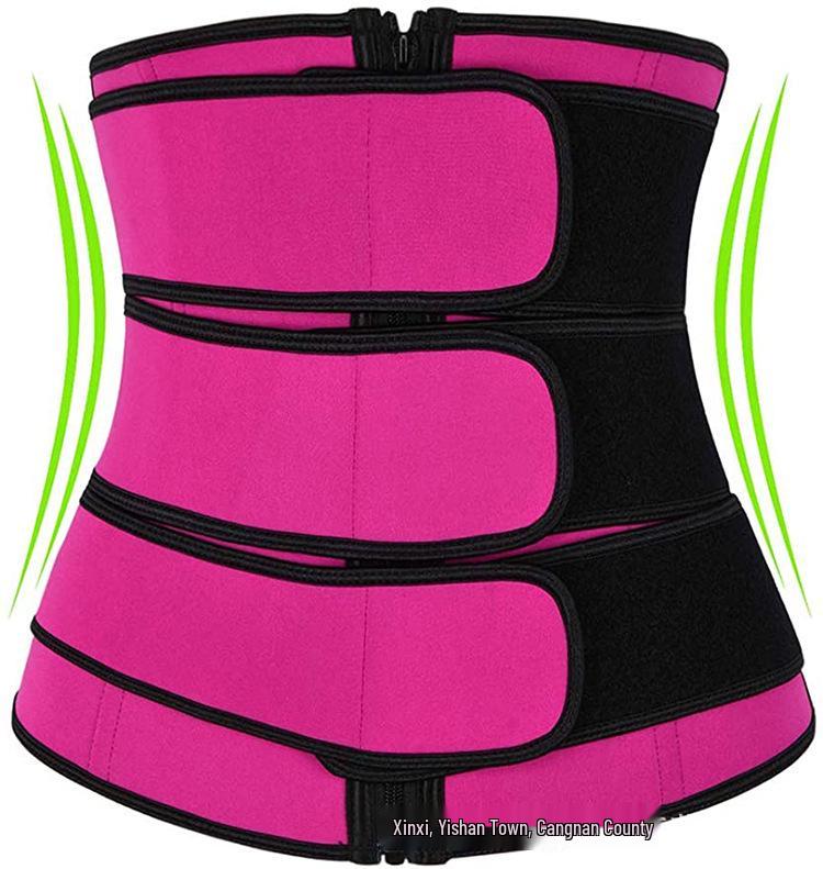 Postpartum Waist Trainer & Sweat-Inducing Body Shaper with Double Belt & Zipper for Abdomen Control