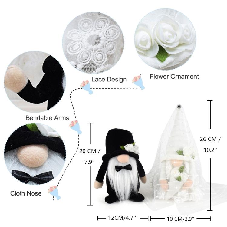 Bride and Groom Gnome Doll Decor for Valentine Gift Wedding Party Decorations