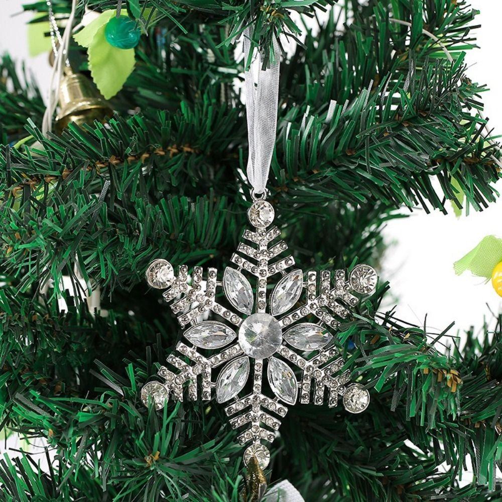 Metal Christmas Snowflake Pendant Rhinestone Super Shiny Christmas Tree Pendant Hanging Xmas Decorative Snowflake