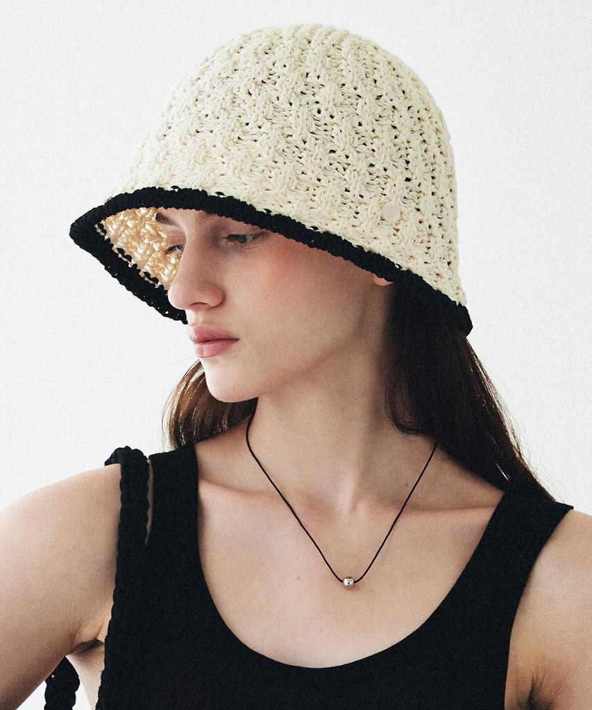 LOEIL Lining Summer Knit Bucket Hat - Ivory