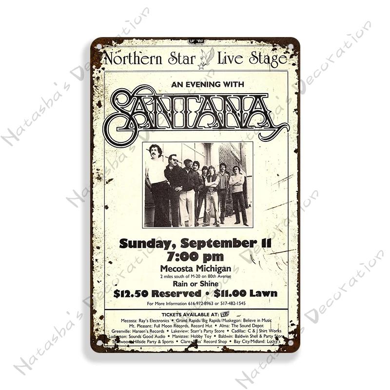 Santana Poster Dekorative Platte Rockmusik Metallposter Garage Club Metall Blechschild Metallplakette Wandplatte Man Cave Wanddeko
