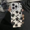 Black Rose Phone Max For iPhone 16 Pro 15 14 13 12 11 Case Funda Bumber Coque