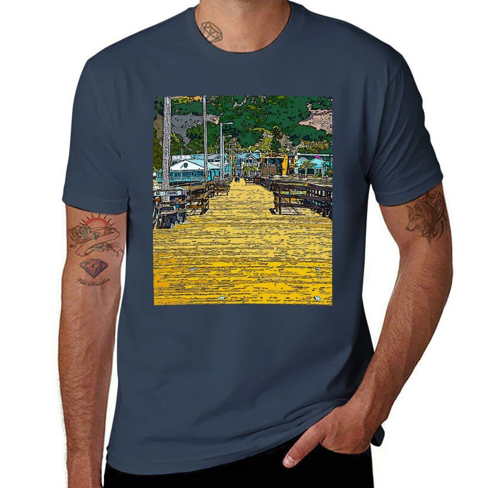 Avila Beach Boardwalk In California Tshirt Retro Graphic Print Tshirt S
