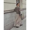 Cappotti di Lana Doppiopetto a Quadri Vintage da Donna Moda Girocollo Soffice Maniche Lunghe Giacca Autunno Inverno Capospalla Caldo Chic da Signora