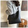 Women's Faux Leather Shoulder Bag, 2026 Trendy Solid Color Work Tote, Korean Style Zipper Closure Bucket Handbag