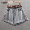 Dames High-Waist Wide-Leg Denim Shorts