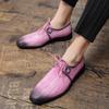 Elegant Pink Men's Dress Shoes Size 48 Wedding Banquet Men Leather Shoes Casual Lace-up Oxford Shoes Man chaussures homme cuir