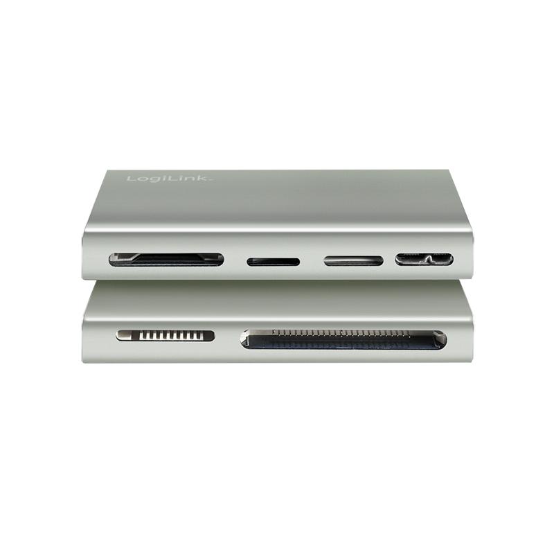 LogiLink 5-in-1 USB 3.2 Gen1 Card Reader, Aluminum, SD/microSD/MS/CF/M2