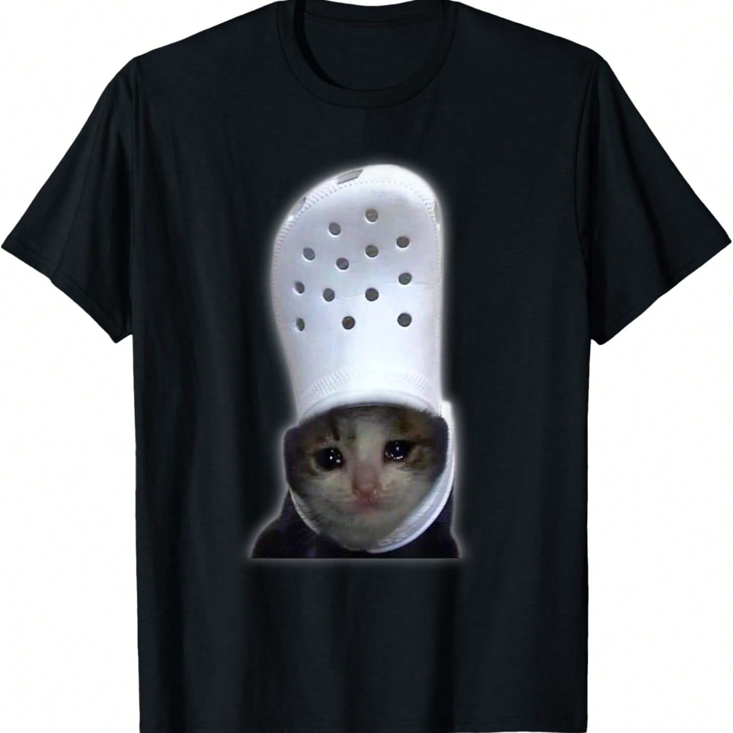 Funny Crying Cat Put Shoe On Head Meme Kitten Lover T-Shirt S разноцветный