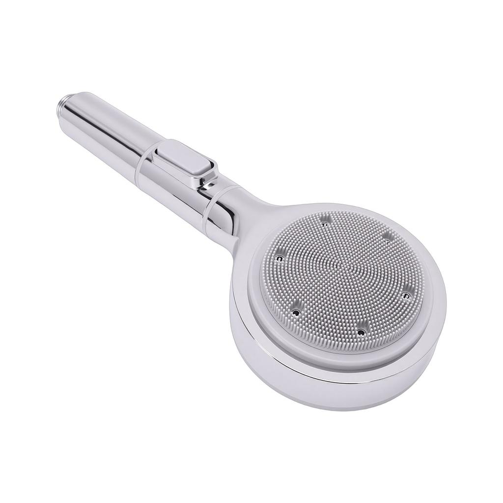 Silicone Shower Head High Pressure Double Sided Massage Shower Head with 6 Spray Modes for Home Bathroom Silver
