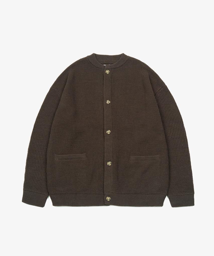 Toffee Oversized Round Neck Knit Cardigan (Brown)