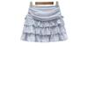 French Niche Spring/Summer 2026 Blue & White Striped Ruffled Sleeveless Top and Cake Skirt Set