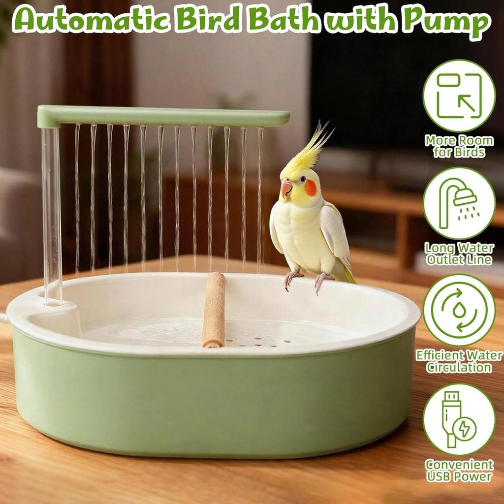 Parrot Automatic Shower Pet Bird Bath Cage Basin USB Electric Circulating Water Bird Bathtub for Lovebird Cockatiel Birds Toy