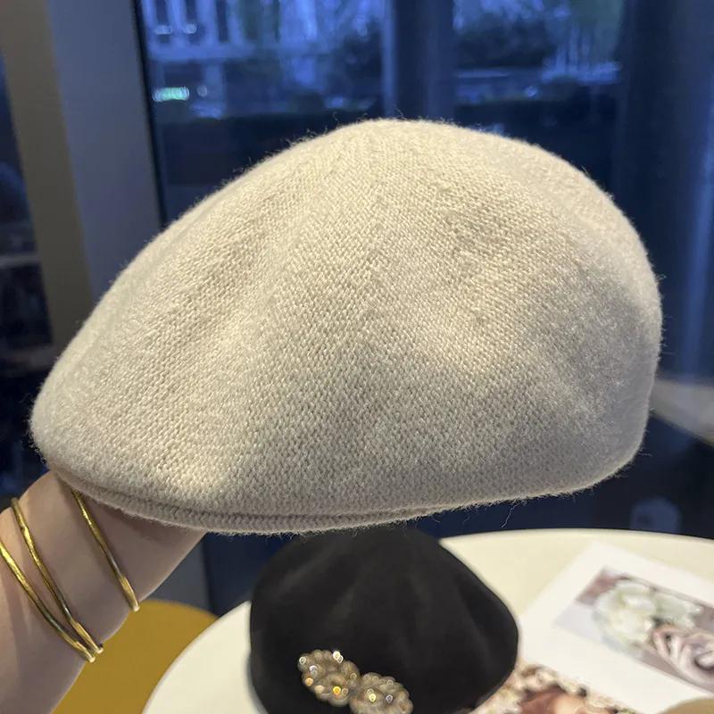 WTEMPO Herbst Winter Retro Strass Baretts Hüte Damen Elegant Lässig Vielseitig Einfarbig Warm Schirmmützen