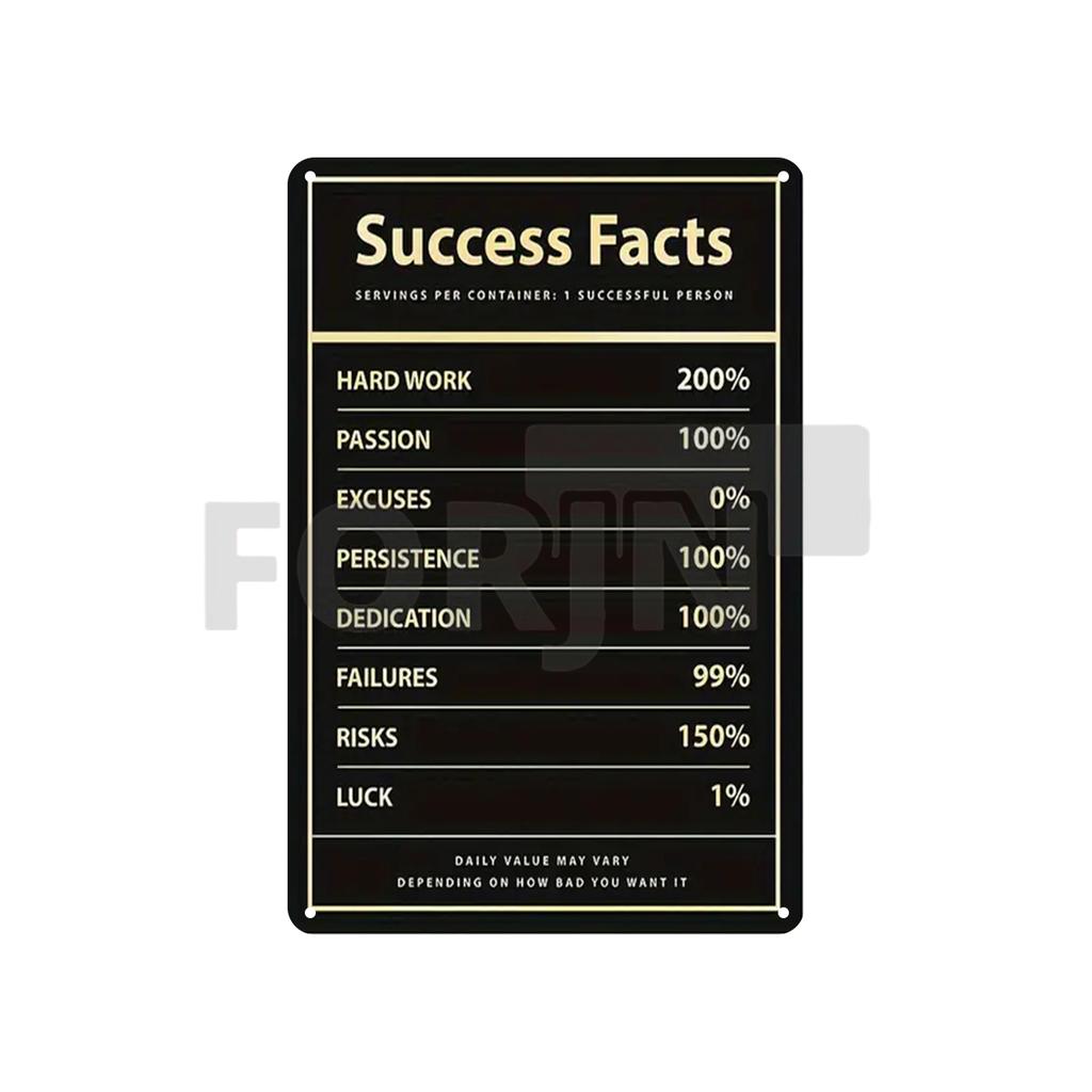 Placa de Metal com Frases Inspiradoras - 10 Regras de Ouro - 7 Regras da Vida - Notas de Sucesso - Pôster em Inglês para Decoração de Parede de Escritório de Empresa