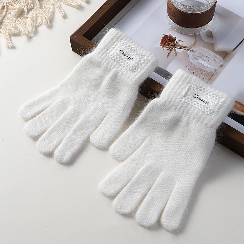 Women's Winter Warm Plush Knitted Fingerless Touchscreen Gloves in Candy Colors