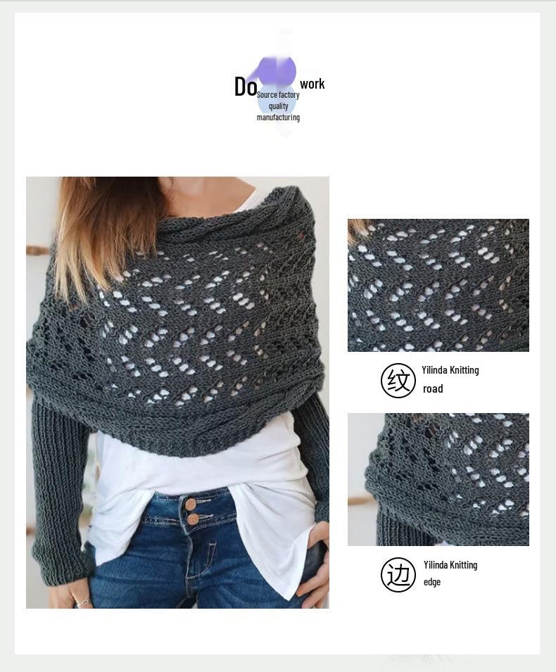 Women's High-Grade Knitted Meilun Shawl with Double Sleeves for Autumn and Winter
