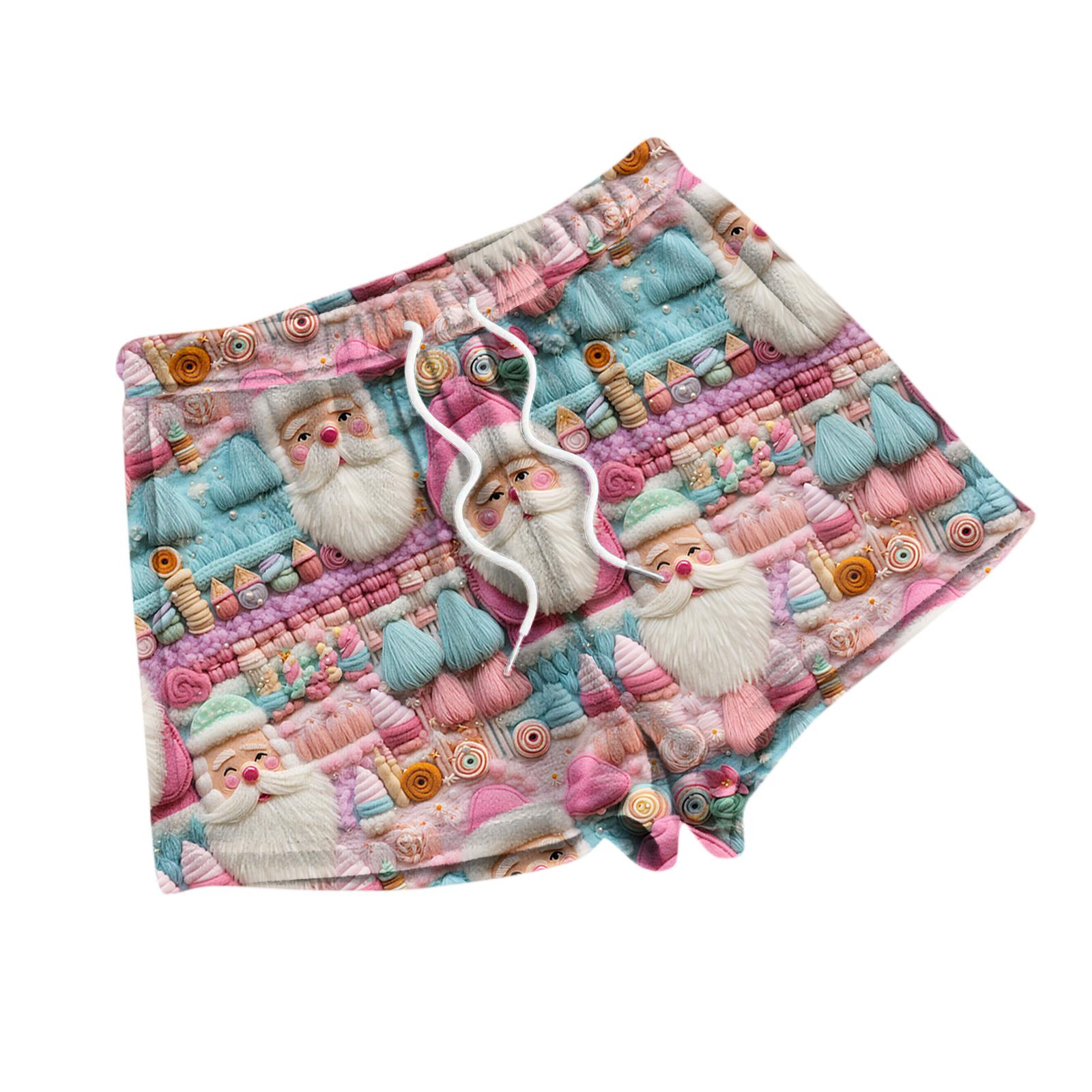 

Женские модные пижамные шорты свободного кроя с флисовым рождественским принтом, повседневные брюки XXL