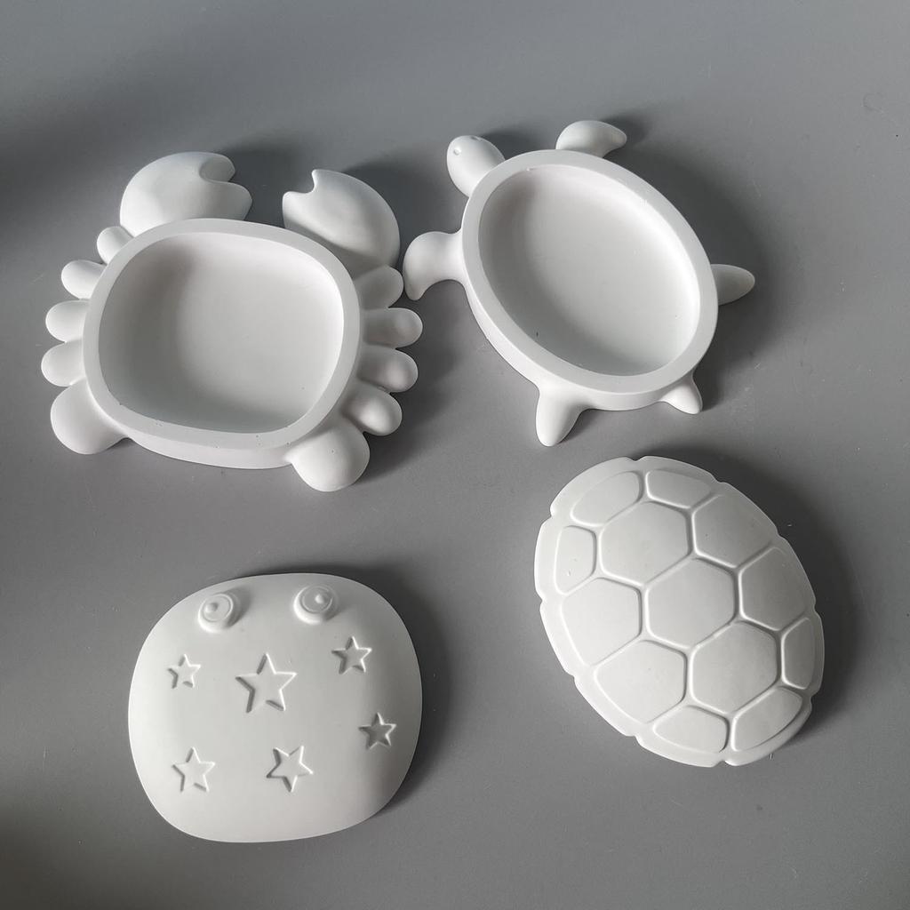 Animal Shape Mould White Turtle Storage Box Mold Crab Silicone Mould With Lid Storage Box Plaster Mold For Soap Molding Home